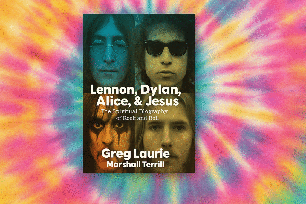 Book Review: Lennon, Dylan, Alice, & Jesus by Greg Laurie and Marshall Terrill. Photo by Jeff McLain with ChatGPT.